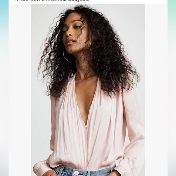 Paige NWT Sevilla Thong Bodysuit in cream/pink size M - Picture 3 of 8